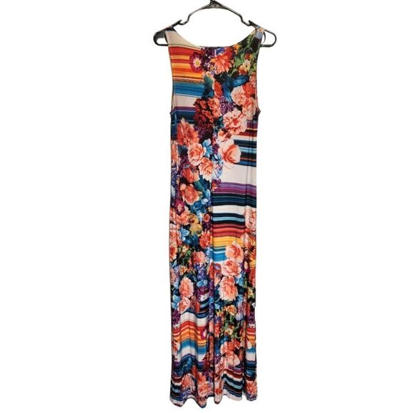 Tianna B. Stripes & Floral Tank Top Maxi Dress, Size M - Picture 3 of 10